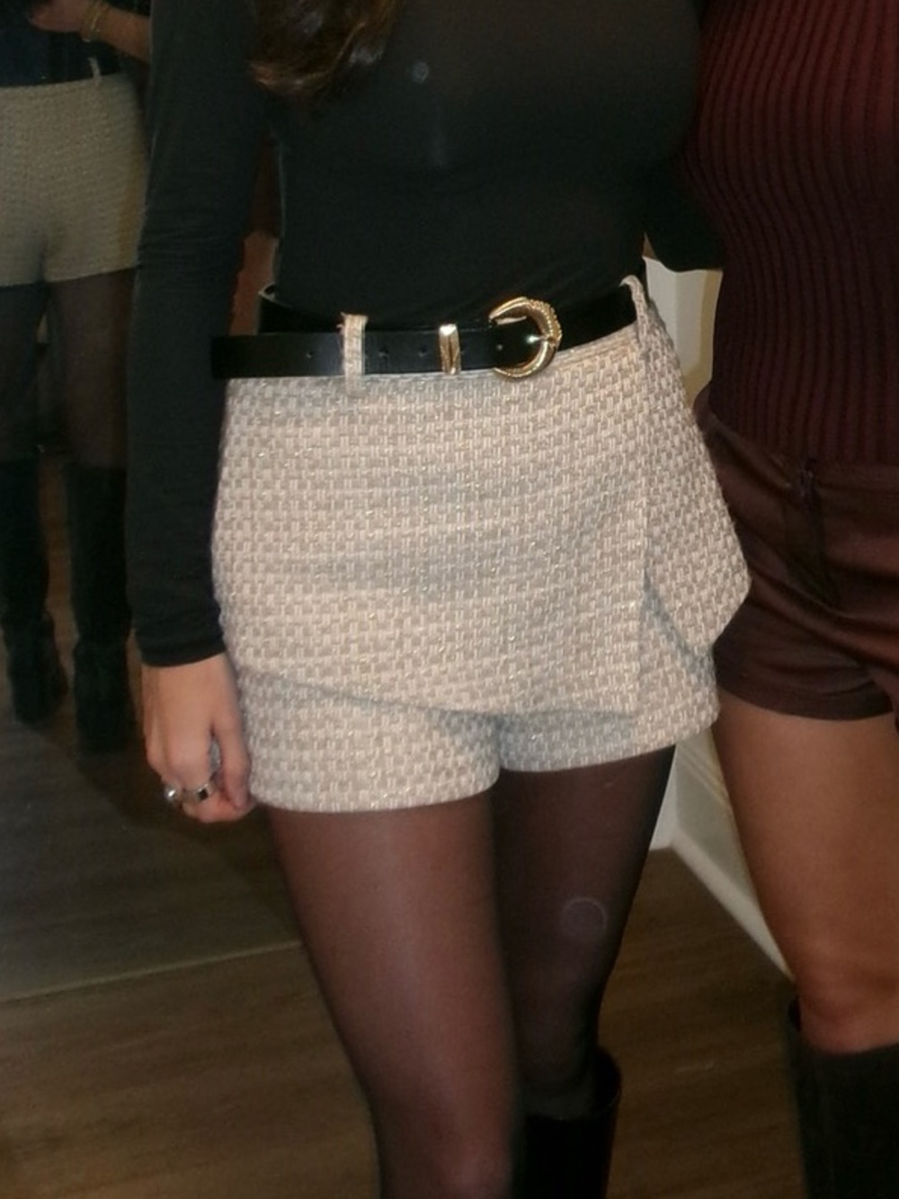 Textured Beige Women's Skort